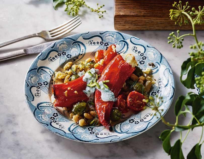 Stuffed Peppers with Feta & Beans