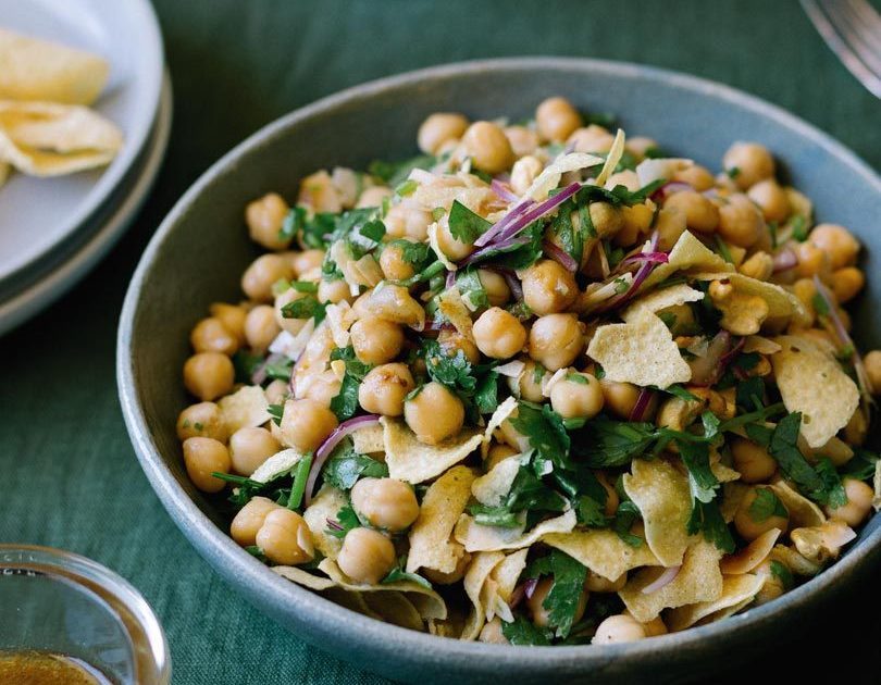 CHICKPEA, PAPAD & COCONUT SALAD WITH TAMARIND-LIME DRESSING