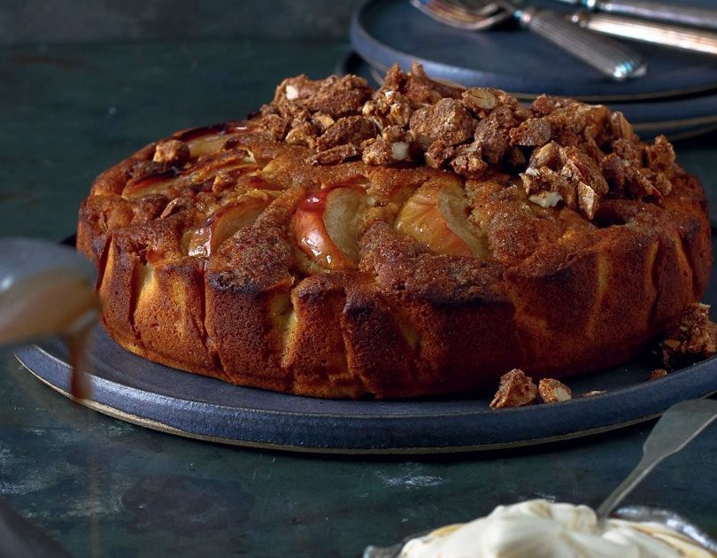 FRENCH APPLE CARDAMOM CAKE WITH SPICED CANDIED ALMONDS