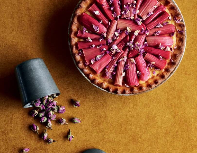 RHUBARB, ROSEWATER & CUSTARD TART