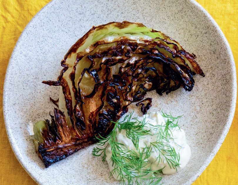 CHARRED CABBAGE WEDGES WITH DILL CRÈME FRAÎCHE