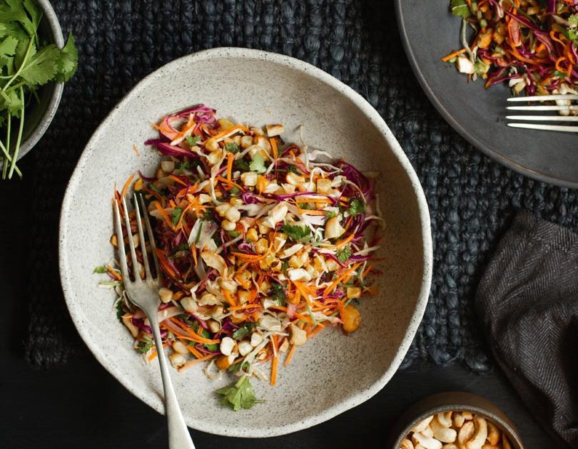 BLACKENED CORN SLAW WITH LIME-LEAF DRESSING