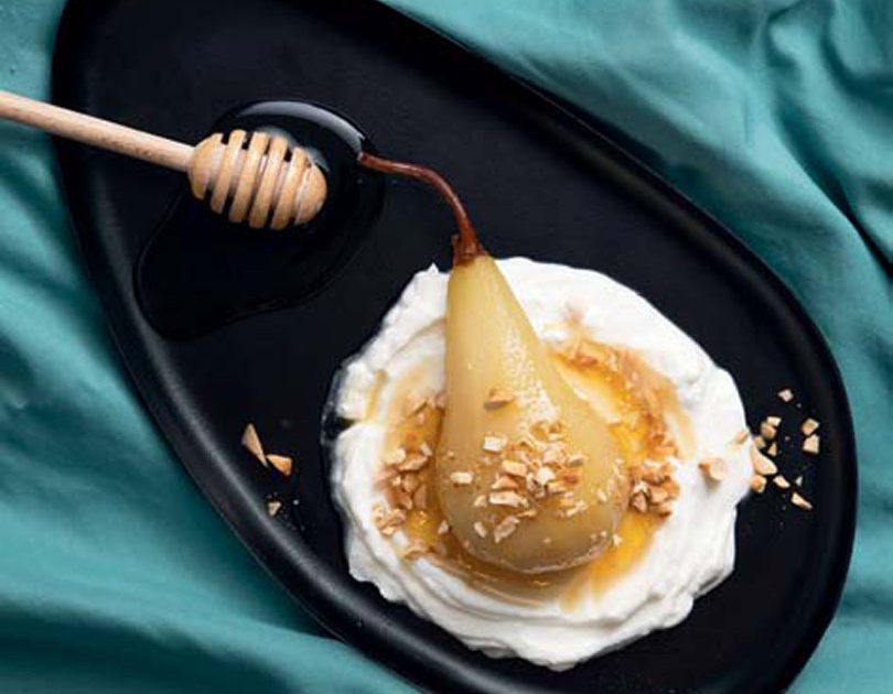 HONEY-POACHED PEARS