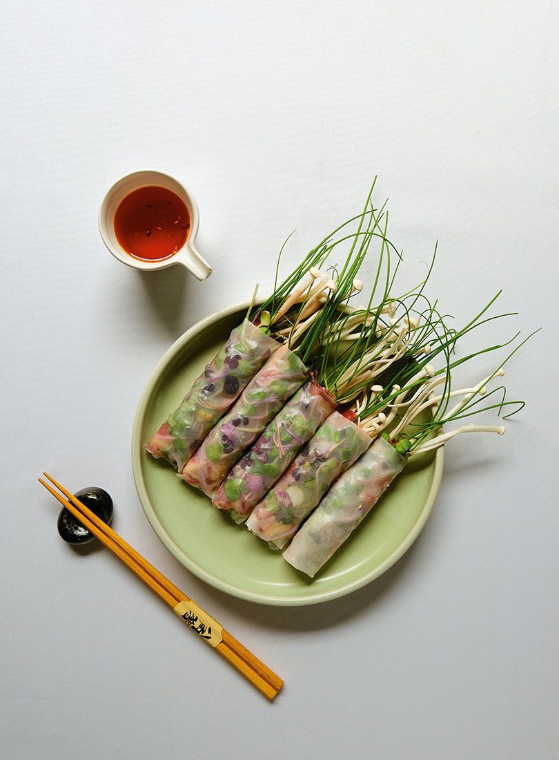 Beef mince rice paper rolls